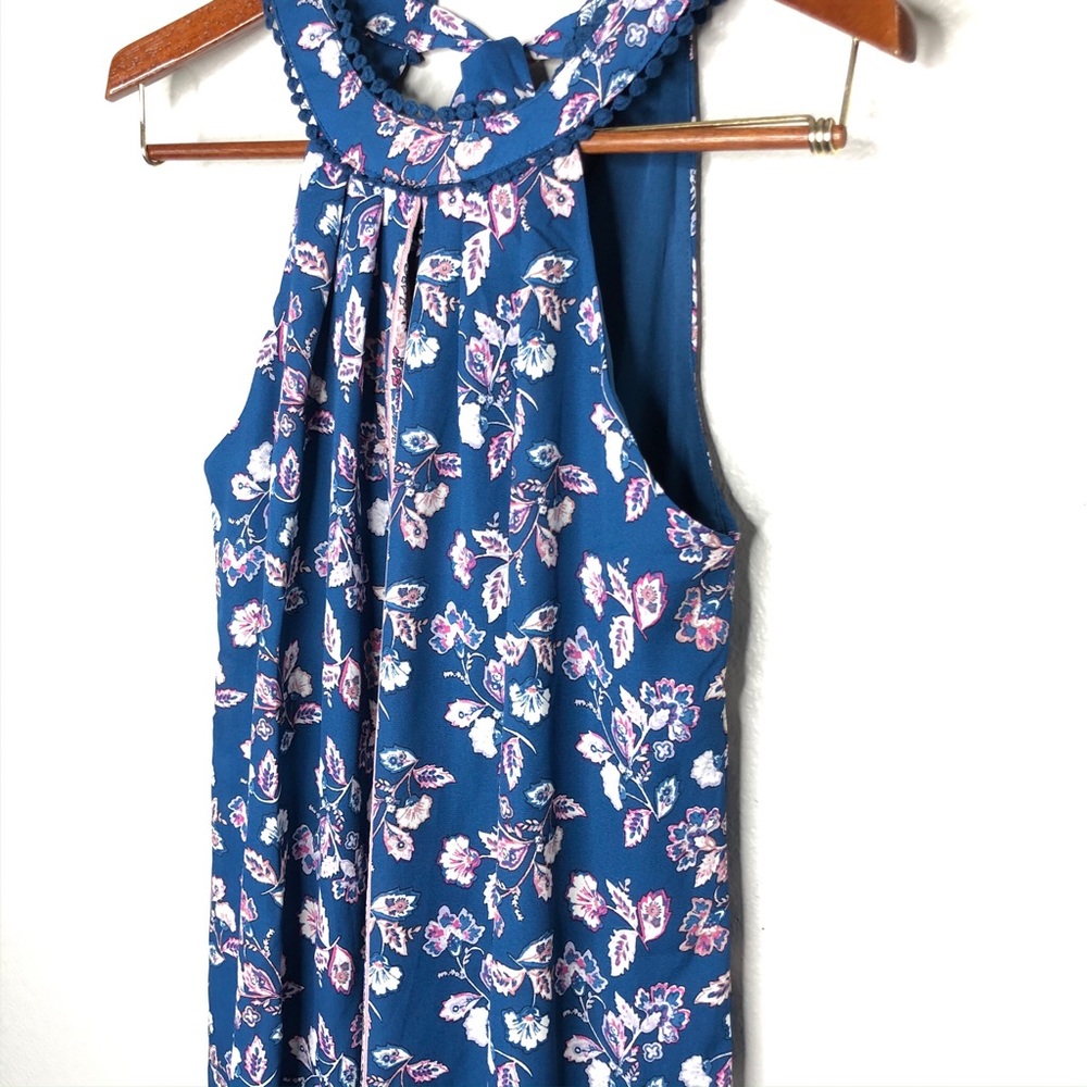 Blue Rain Floral High Neck Dress - Picture 3 of 5